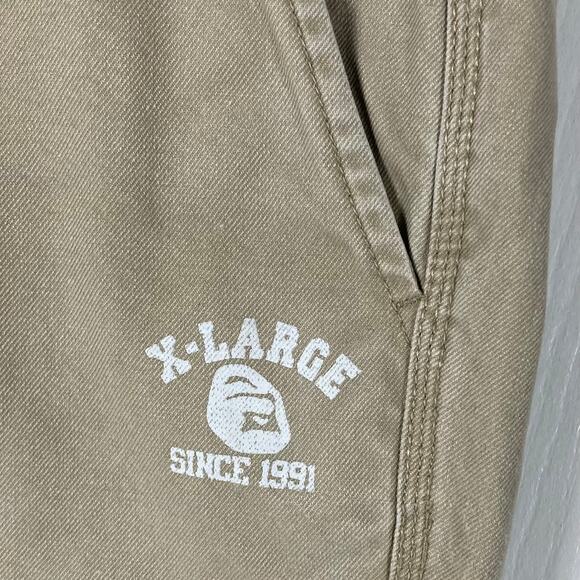 XLARGE Pants Men W32, Beige,Logo-Print,Zip,Pocket,Cotton100% - Picture 2 of 16